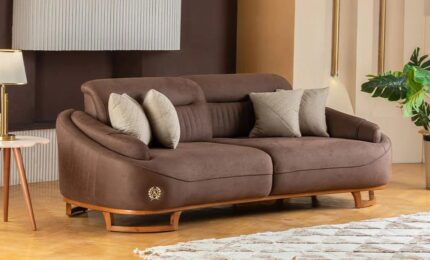 Modern 3-Seater King Sofa, Fabric Upholstery, Solid Wood Frame, Width